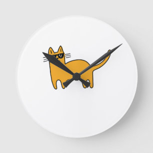 Horloge Ronde Chat Lunettes de Soleil Cool