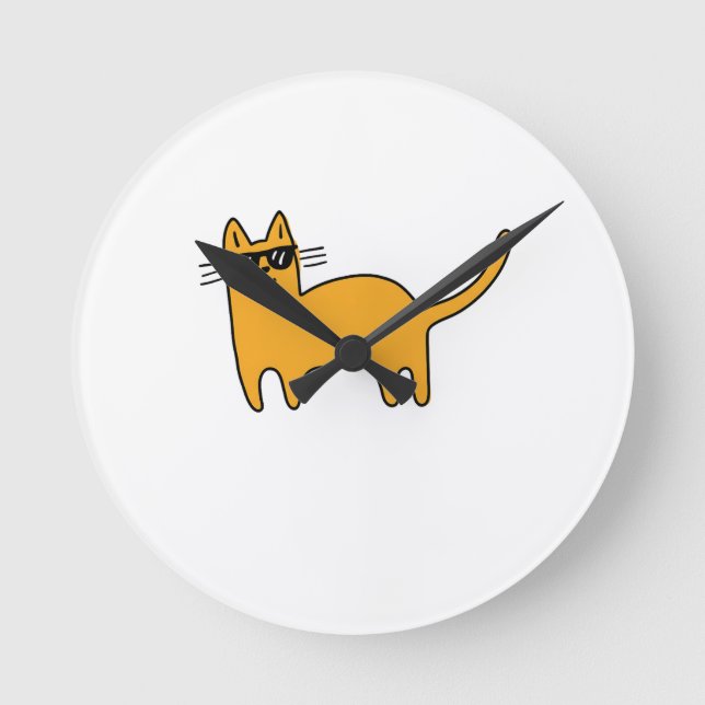 Horloge Ronde Chat Lunettes de Soleil Cool (Recto)