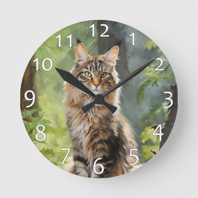Horloge Ronde chat Maine Coon (Recto)
