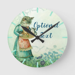 Horloge Ronde Chat maman vintage avec chatons