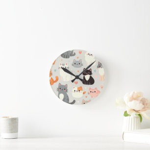 Horloge Ronde chat mignon