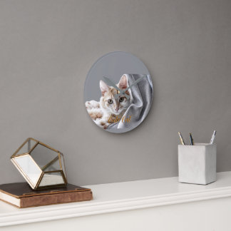 Horloge Ronde Chat Mignon
