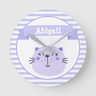 Horloge Ronde Chat mignon pourpre Soins infirmiers ou enfants