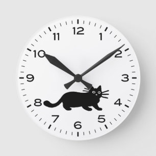 Horloge Ronde Chat noir