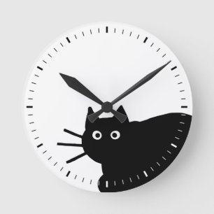 Horloge Ronde Chat noir