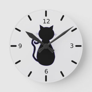 Horloge Ronde Chat noir