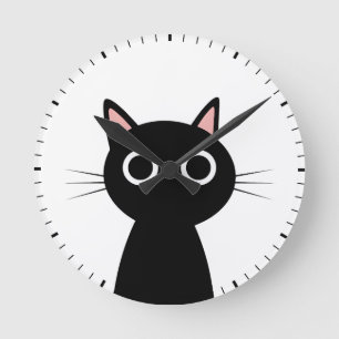 Horloge Ronde chat noir