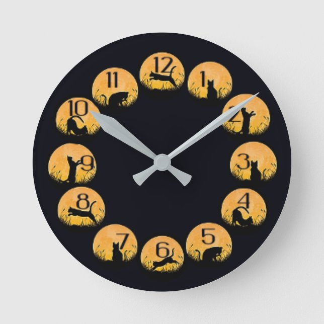 Horloge Ronde chat noir (Recto)