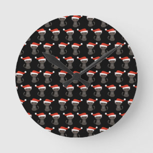 Horloge Ronde Chat Noir En Colère Cadeaux Drôles de Noël Hallowe