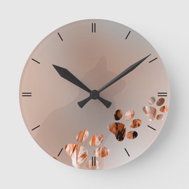 Horloge Ronde Chat Paw Brown (Recto)