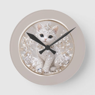 Horloge Ronde Chat Princesse Diamant Époustouflant Luxe de Hau