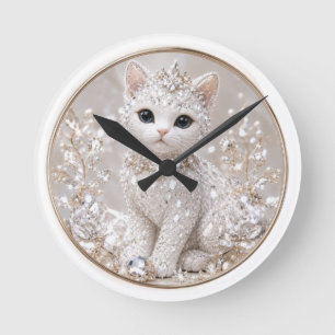 Horloge Ronde Chat Princesse Diamant Époustouflant Luxe de Hau