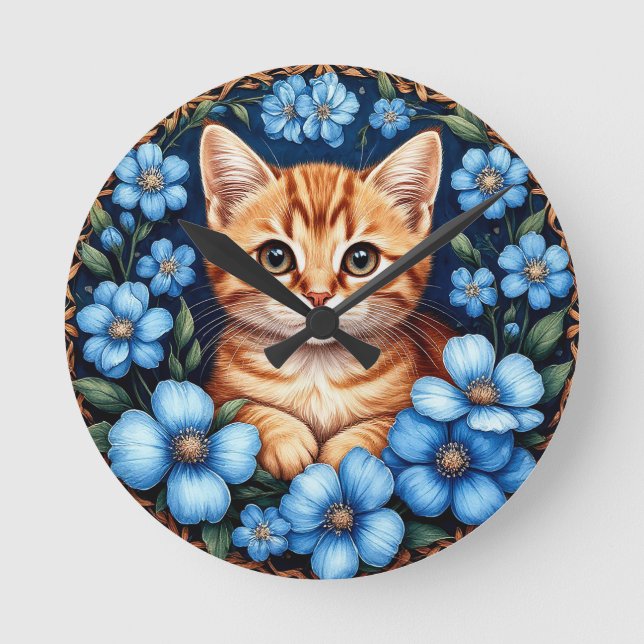 Horloge Ronde Chat roux charmant (Recto)