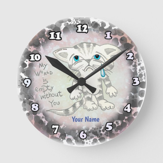 Horloge Ronde Chat triste du monde vide  (Recto)