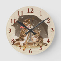 Chatons vintage sous un parapluie, art antique de