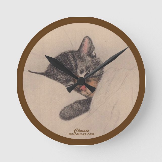 Horloge Ronde Chats : Chessie Sleeping Kitten : Accueil : Horlog (Recto)