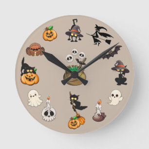 Horloge Ronde Chats drôles de Halloween Fête