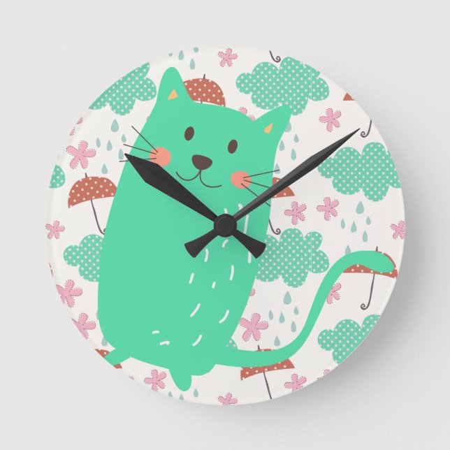 Horloge Ronde Chats en pluie (Recto)