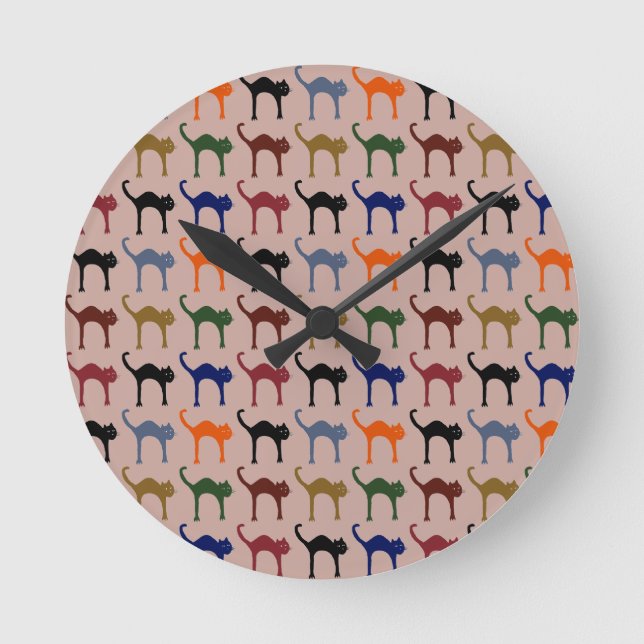 Horloge Ronde chats multiples ~ motif animal (Recto)
