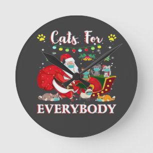 Horloge Ronde Chats Noël tout le monde