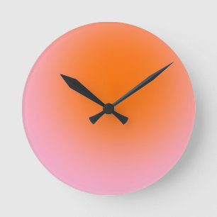 Horloge Ronde Chaux Gradient Coloré Vert rose orange