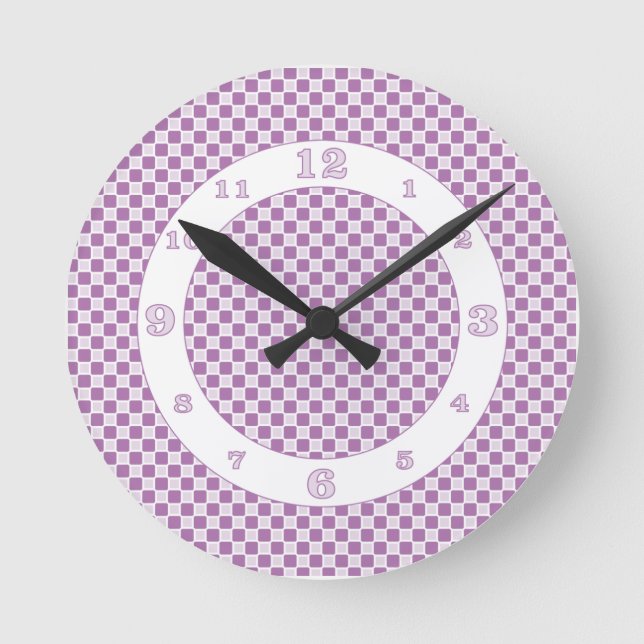 Horloge Ronde Check monochromatic de Purple/White (Recto)