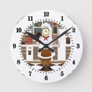 Horloge Ronde Chef amusant avec grand Casquette en cuisine