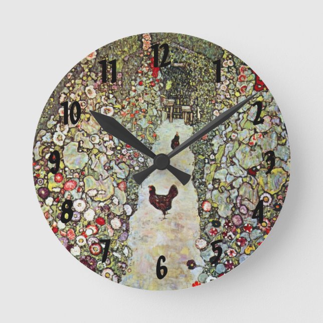 Horloge Ronde Chemin de jardin avec poulets, Gustav Klimt, Art N (Recto)
