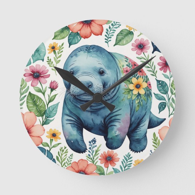 Horloge Ronde Chemise bébé Manatee (Recto)