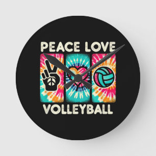 Horloge Ronde Chemise De Volley-Ball Pour Ados Filles Peace Love