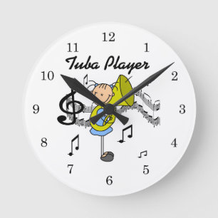 Horloge Ronde Chemise et Cadeaux pour Joueuse de Tuba en Figurin