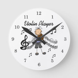 Horloge Ronde Chemises et Cadeaux pour Joueuse de Violon en Silh