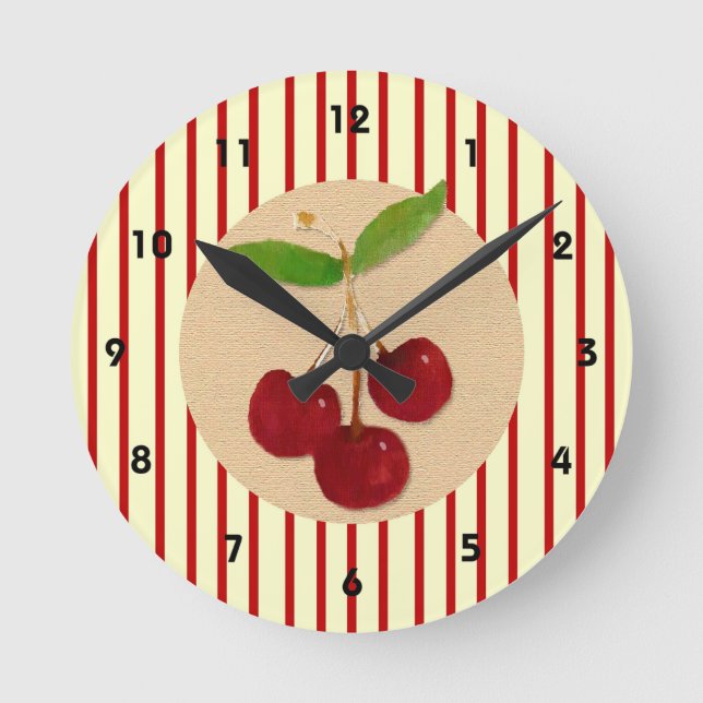 Horloge Ronde Cherry Stripe Wall Clock (Recto)