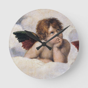 Horloge Ronde Chérubins, anges ailés peinture de Raffael 