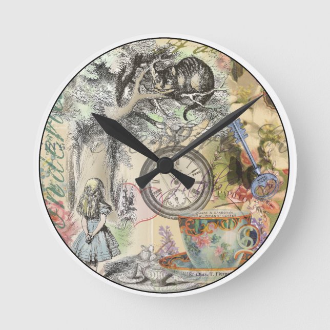 Horloge Ronde Cheshire Chat Alice Wonderland Classic (Recto)
