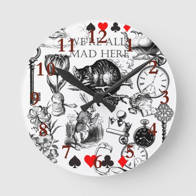 Horloge Ronde Cheshire Chat classique alice au merveilleux fou (Recto)