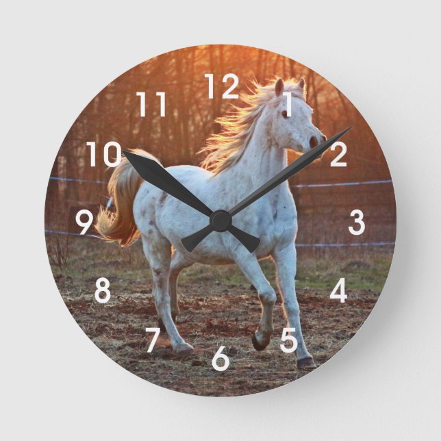 Horloge Ronde Cheval Arabe gris (Recto)