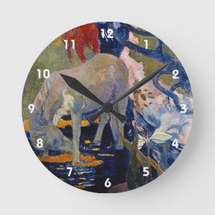 Horloge Ronde Cheval Blanc par Paul Gauguin, Beaux-Arts Vintage