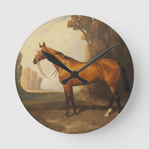 Horloge Ronde Cheval Brown de pur sang de cru