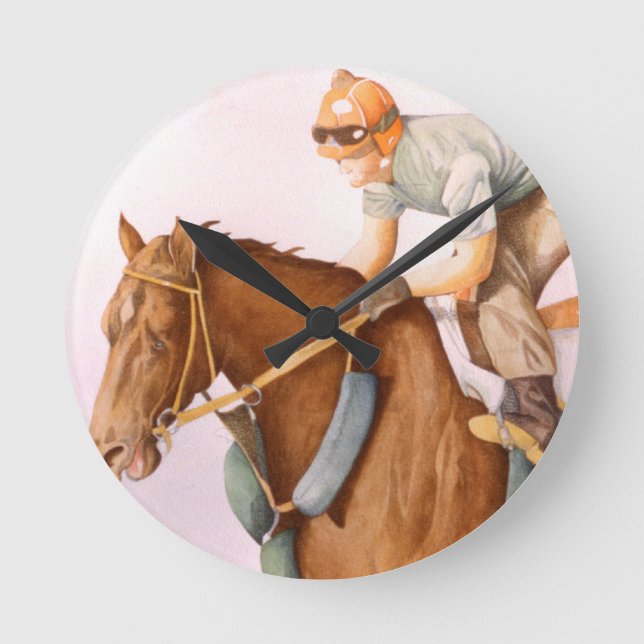 Horloge Ronde Cheval de course et Jockey (Recto)