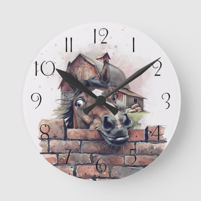 Horloge Ronde Cheval de dessin animé (Recto)