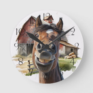 Horloge Ronde Cheval de dessin animé