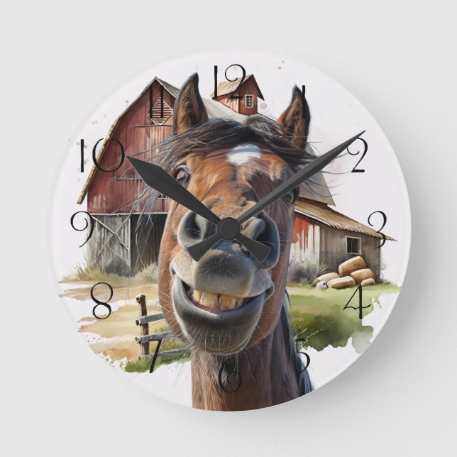 Horloge Ronde Cheval de dessin animé (Recto)