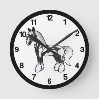 Cheval de trait noir piebalde dessin animé Gypsy V