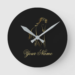 Horloge Ronde Cheval en or