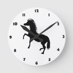 Horloge Ronde Cheval noir