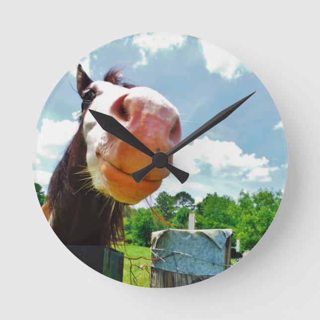 Horloge Ronde Cheval souriant (Recto)