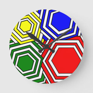 Horloge Ronde Chevauchement d'hexagones