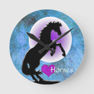 Horloge Ronde Chevaux de coeur V (bleu/vert)