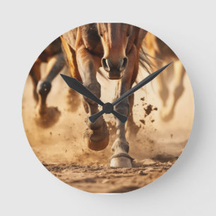 Horloge Ronde Chevaux de l'Exode Chevaux au galop Artwork Photor